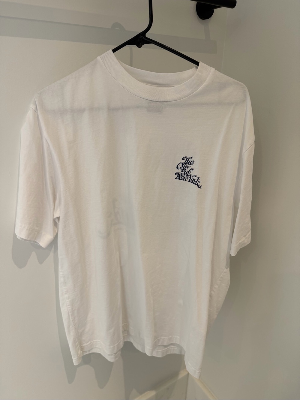 White Graphic Tee with Small Chest Logo